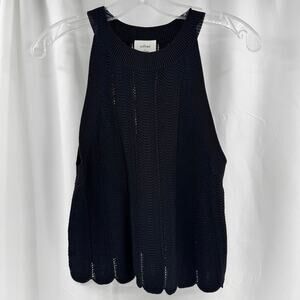 Aritzia Wilfred Tulip Hem Halter Knit Tank Cream and Black